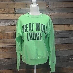 Great Wolf Lodge Neon Green Sweatshirt Womens Medium Champion